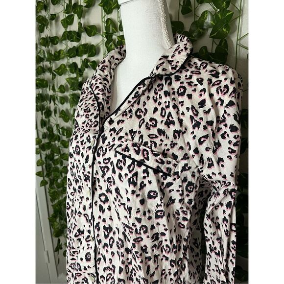 Victorias Secret Pink Black Long Sleeve Button Down Sleepwear Size Medium - Picture 3 of 6